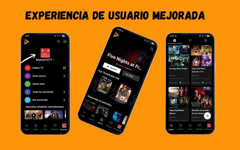 Descarga Dixmax v3.2.3 gratis para Android 4 Capturas del nuevo diseño premium y la experiencia de usuario mejorada de la app